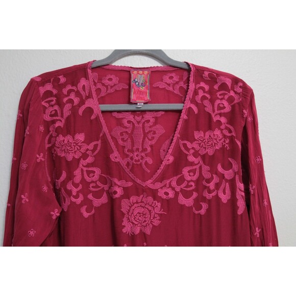 Johnny Was Pink Short Dress/Long Blouse Lace Embroidered Long Sleeves Size M - Picture 4 of 10